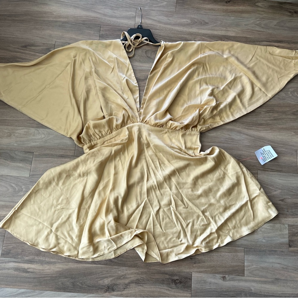 ASOS GOLD mini DRESS SIZE 16 - Picture 3 of 4